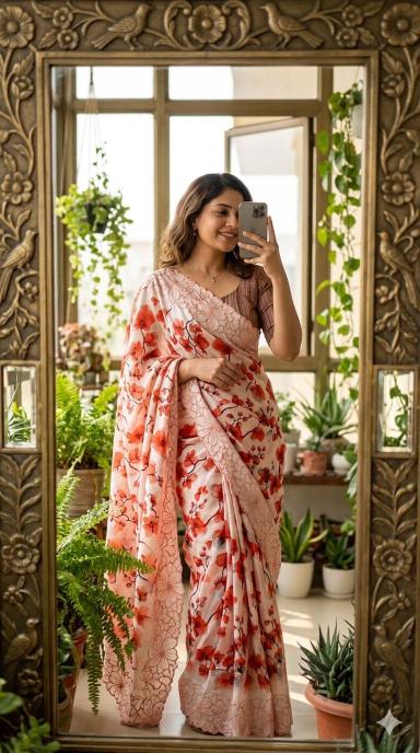Svara floral pattern saree surat bombay market wholesale saree
